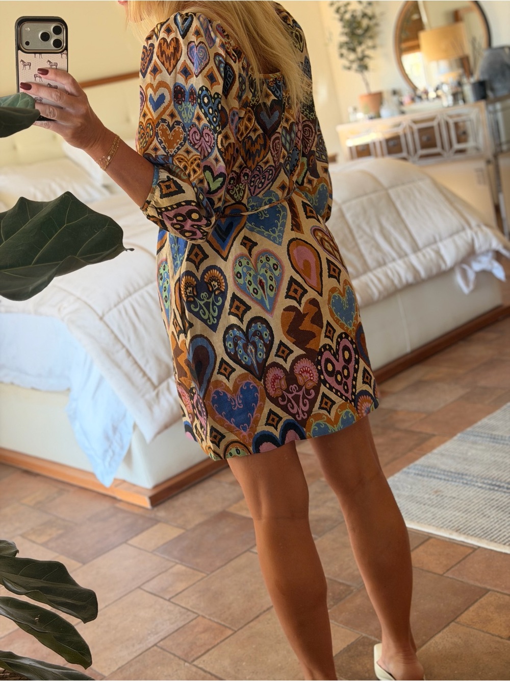 FARM Rio Multi-Heart Mini Dress in Blue, Pink, Tan & Cream - Picture 2 of 7